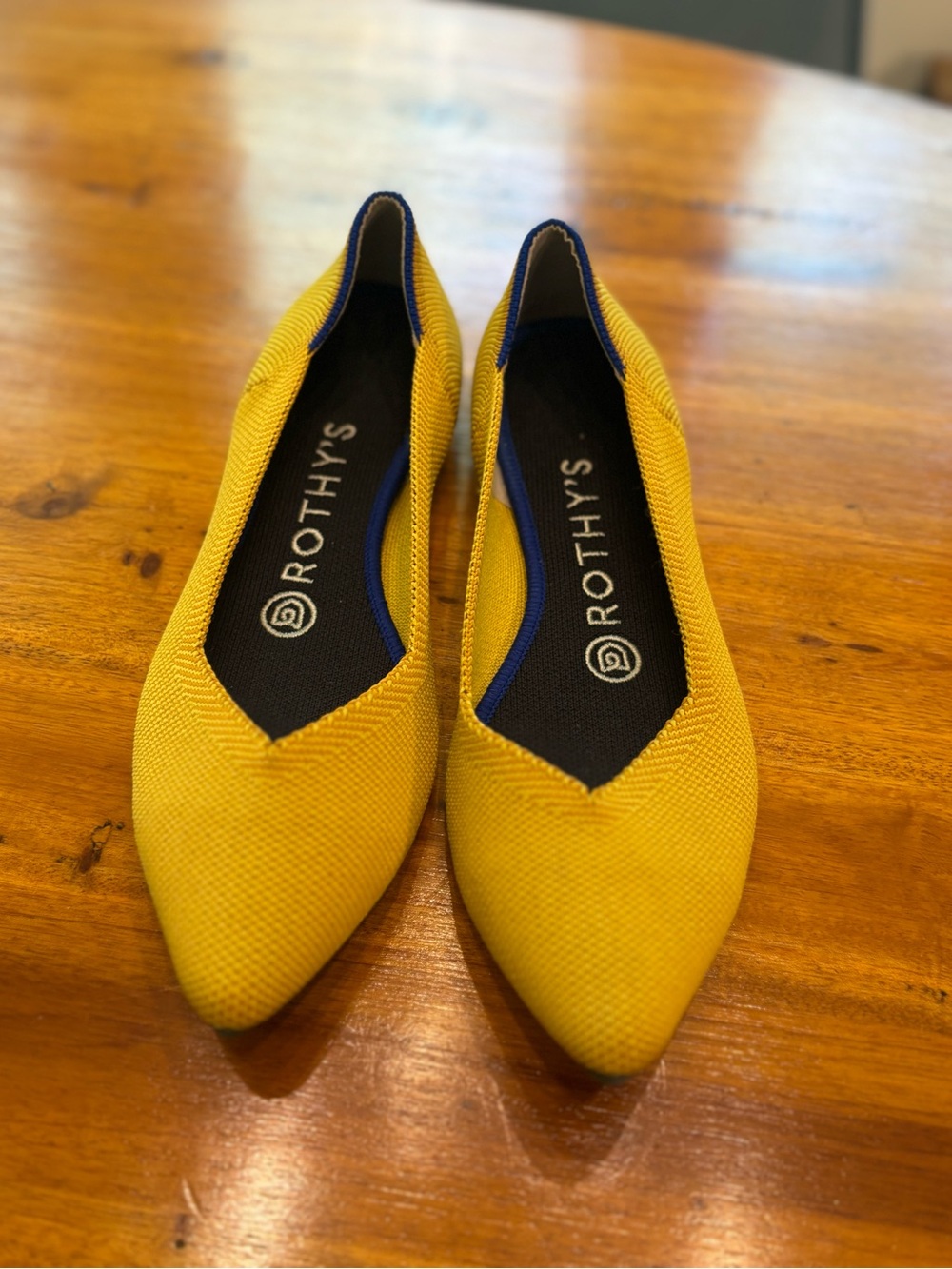 Rothy's Yellow Pointed Knit Flats